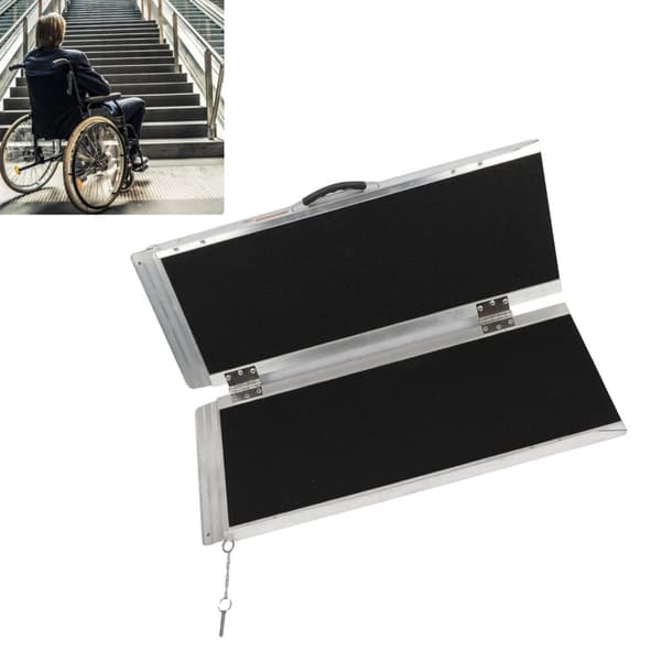 Aluminiumlegering Fällbar Rullstolsramp, Halkfri Yta, Lätt och Bärbar, Maximal Belastning 270 kg