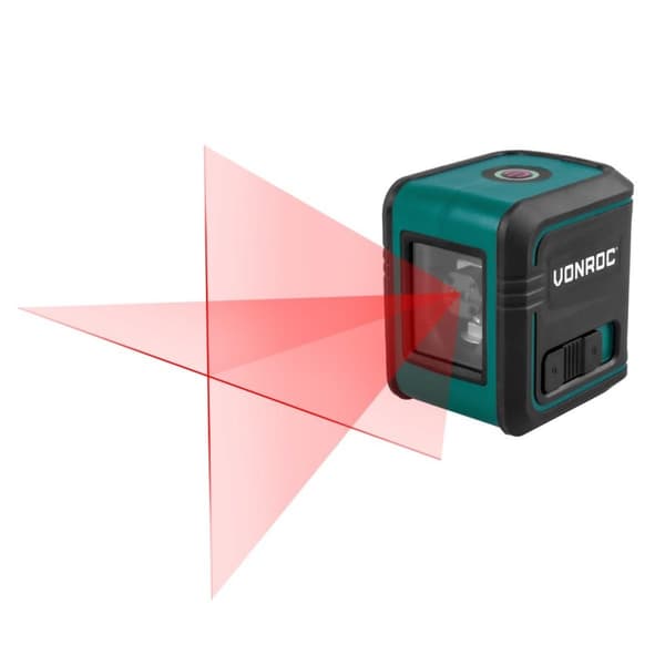 VONROC Laser 4V -  Krydslaser - Rød - Selvnivellerende - 10 meter rækkevidde | Inkl. USB-C oplader