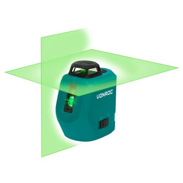 VONROC 360° Laser - Rotationslaser 4V - grøn - selvnivellerende - 40 meter rækkevidde | Inkl. USB-C oplader