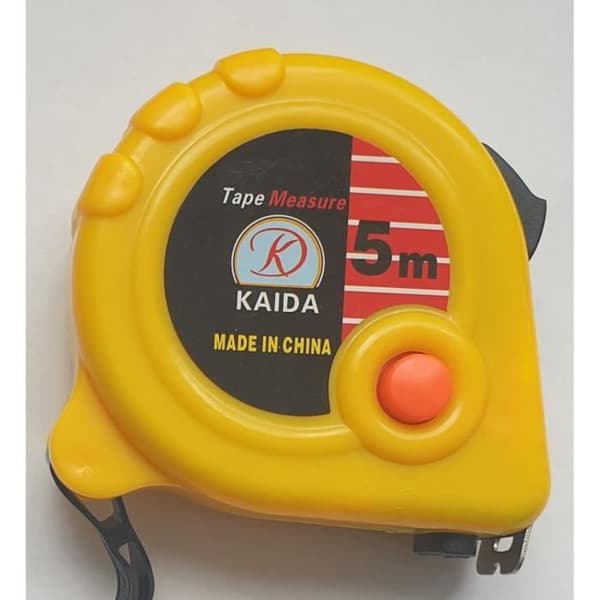 KAIDA måttband - 5m med propp + trim - gul
