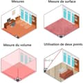 Miniatyrbild 3 av 4: 60M digital laseravståndsmätare, atolla lasermätare med 2 bubbelnivåer och mute-funktion, självkalibrering och kontinuerlig mätning, display
