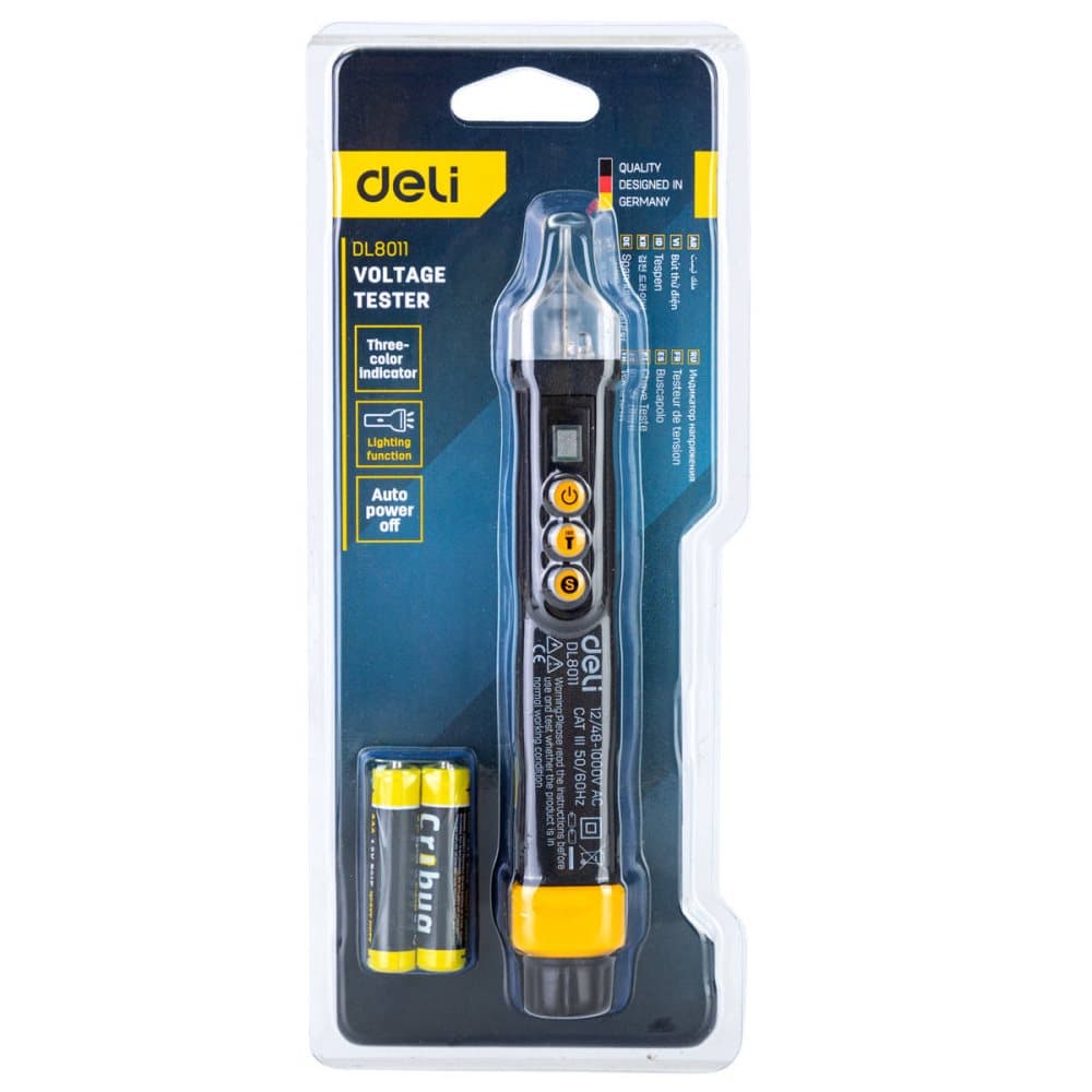 Noncontact voltage tester Deli Tools EDL8011, 12/481000V AC (black