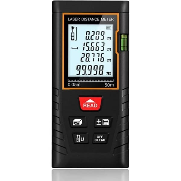Laseravståndsmätare - Atolla - 50m - 2 vattenpass - Tyst läge - Bakgrundsbelyst LCD-skärm