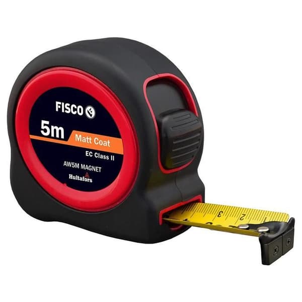 Fisco A1 Plus Magnetic - Mätband klass II med hölje i ABS täckt av gummi och magnetkrok, 5 m x 25 mm - AW5