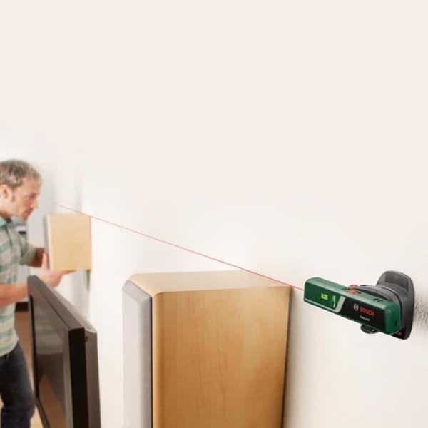 Bosch EasyLevel bubbellasernivå med väggfäste (laserlinje för flexibel inriktning på väggar och laserpunkt