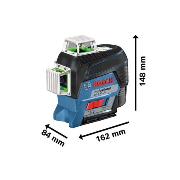 Bosch Professional GLL 3-80 CG Line Laser med gröna linjer med BM1-stöd, mätsteg, ficka, i Lboxx - 0601063T03