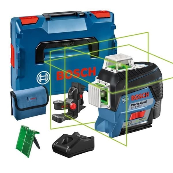 Bosch Professional GLL 3-80 CG Line Laser med gröna linjer med BM1-stöd, mätsteg, ficka, i Lboxx - 0601063T03