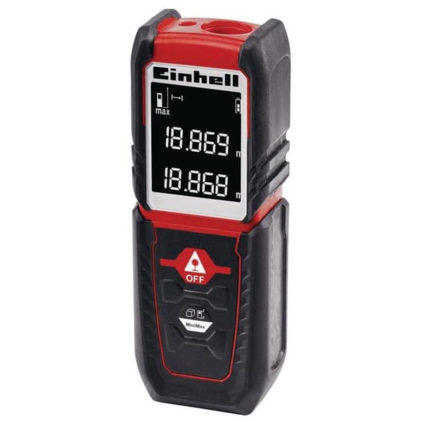 Einhell Laseravståndsmätare TC-LD 25 (Laserklass 2, SoftGrip-beläggning) Levereras med förvaringsfodral. Svart, Röd