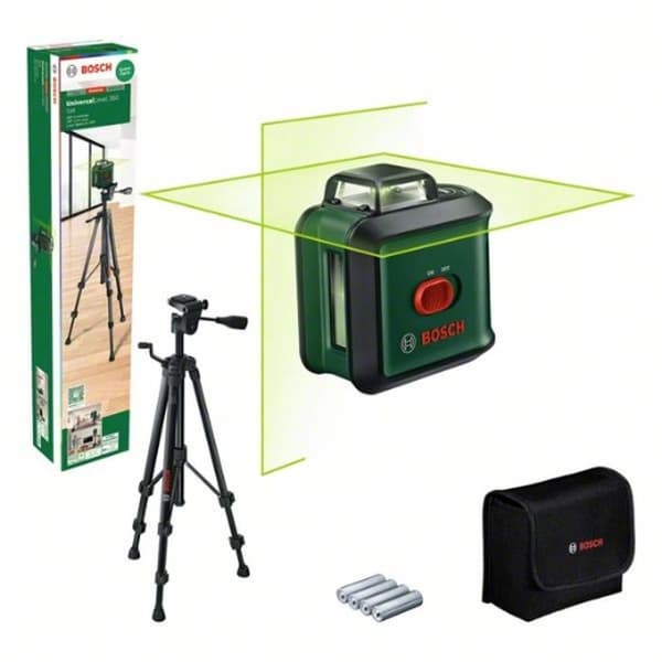 Bosch laser nivå med tvärlinjer UniversalLevel 360 med stativ (laserlinjer för vertikala + horisontella, inkl. 360°)