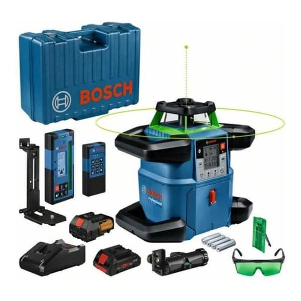 Bosch Professional GRL 650 CHVG rotationslaser med batteri, celler, cell, glasögon, fästen, platta, i fodral - 0601061V00