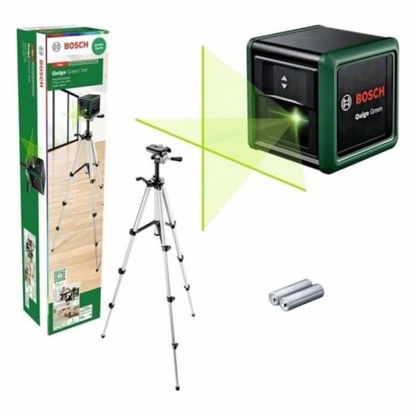 Korslaser - Bosch - Quigo Green Set - Nivå- och vinkelmätning - 1 mm precision - Räckvidd 8m