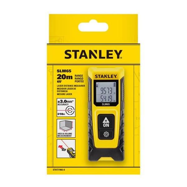 Laseravståndsmätare - STANLEY - SLM65 - Räckvidd 20 m - Noggrannhet +/-3 mm - Beräkning av volymer och ytor