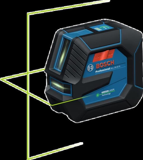 Laserlinjer - BOSCH PROFESSIONAL - GLL 20-22 G - Grön laser - Dual Power-strömförsörjning - Precision ± 0,3 mm/m