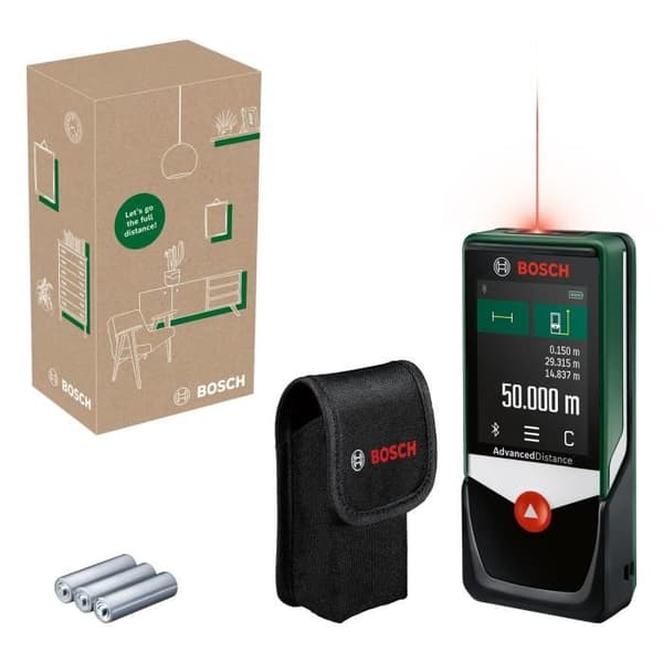 AdvancedDistance 50 C laseravståndsmätare från Bosch (exakt avståndsmätning upp till 50 meter, pekskärm, mätfunktioner