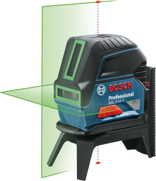 Bosch Professional GCL 2-15 G linjelaser Räckvidd 15 m + Roterande stöd RM1 + Fast stöd BM3 - 0601066J00