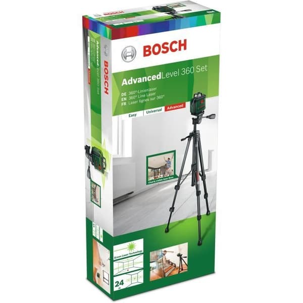 Bosch linjelaser - AdvancedLevel 360 Set (AL 360 + TT 150) - Vinkel och nivå - Räckvidd 24 m - Noggrannhet 1 mm