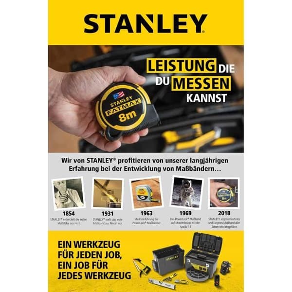 STANLEY måttband - Classic - 3m x 12,7mm - Stöttåligt förkromat metallhölje