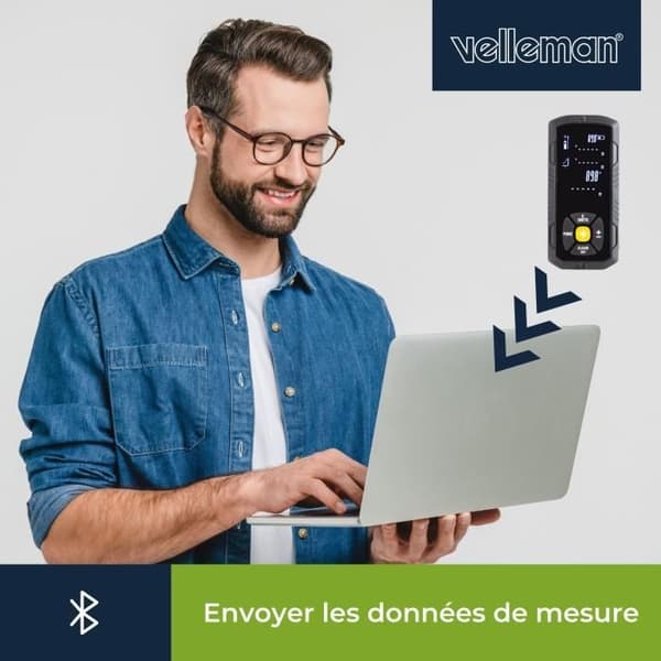 Velleman Digital laseravståndsmätare, noggranna mätningar upp till 50 meter