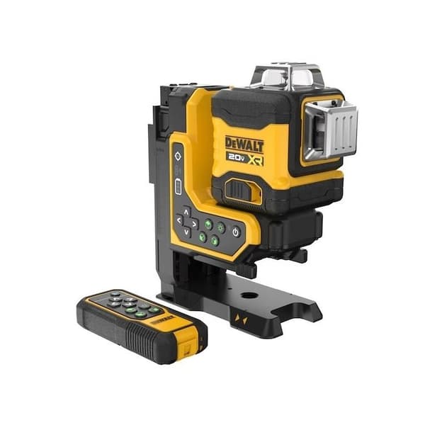 Laserlinjal med flera linjer 3 x 360° med grön stråle och fjärrkontroll - DEWALT - utan batteri eller laddare - T-Stak - DCLE34035B-XJ Svart, Gul
