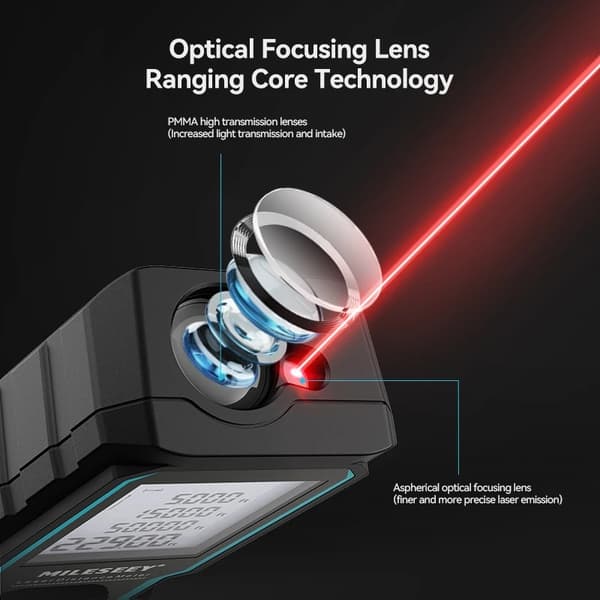 50m professionell laseravståndsmätare med area-/volymmätningsfunktion, lasermåttband med hög precision, 20 gruppers historia