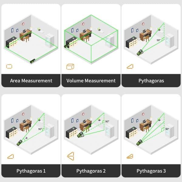 100m digital laseravståndsmätare, uppladdningsbar grön lasertejp, enkel/kontinuerlig mätning, area-/volymmätning