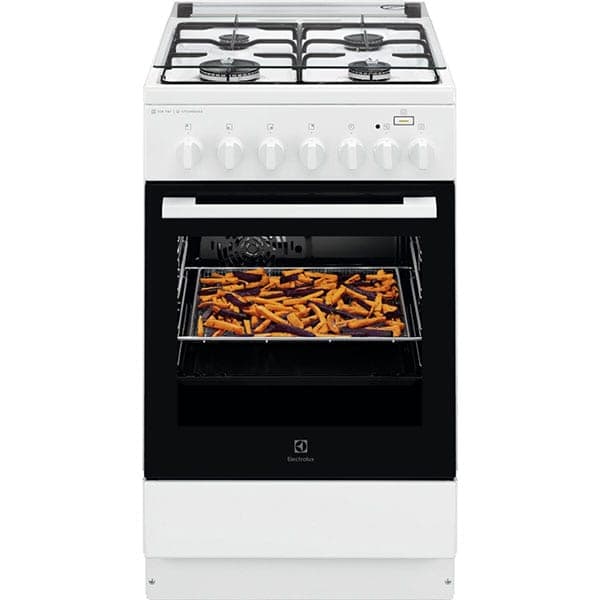 KOMFYR ELECTROLUX Dbake LKK560000W, 4 brennere, Gass + Elektrisk, L 50 cm, Grill, hvit