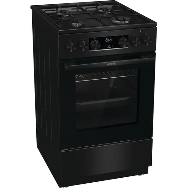 Komfyr GORENJE GKS5C70BJ, 4 brennere, Gass + Elektrisk, L 50 cm, svart