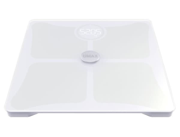 UMAX chytrá váha Smart Scale US10C/ 0,2 – 180 kg/ Bluetooth 4.0/ 14 tělesných parametrů/ čeština/ bílá