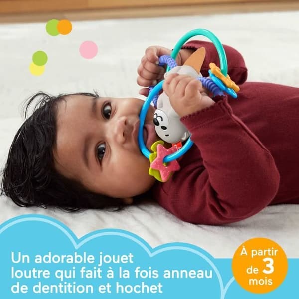 Fisher-Price BPA-fri skallra och barnsjukdomar leksak för nyfödda, vrida och tugga utter HJW12