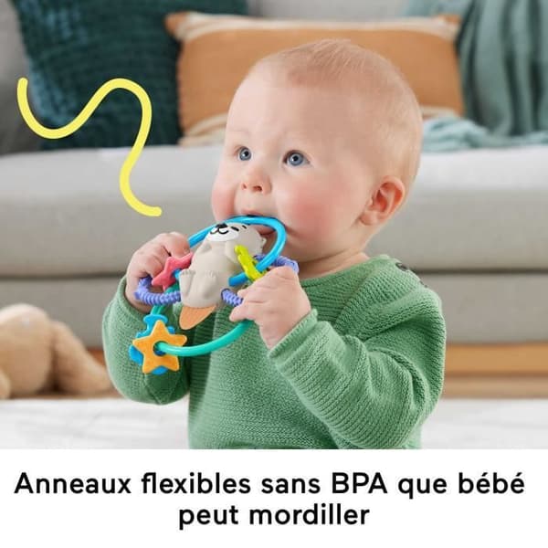 Fisher-Price BPA-fri skallra och barnsjukdomar leksak för nyfödda, vrida och tugga utter HJW12