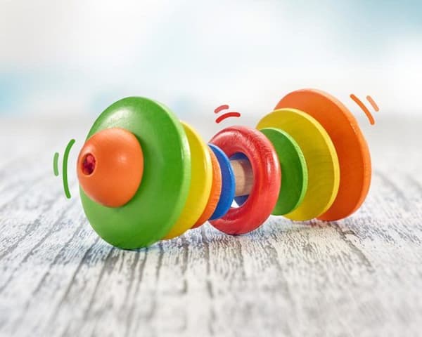 Babyleksak - SELECTA - Tondelli SEL-1465 - Trä - Färgglad och lätt skallra