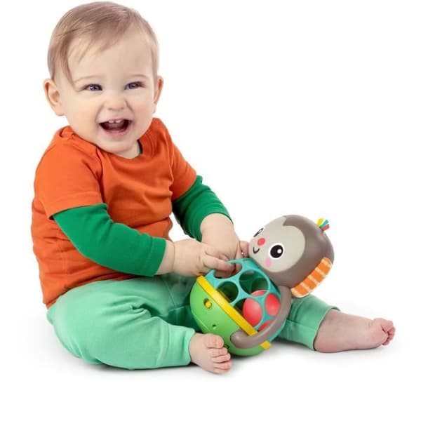 Ta tag i musikalisk och lätt skrammelleksak - LJUS STARTAR - Giggle Monkey - Med lättfångad Oball - 6 månader och uppåt - Unisex