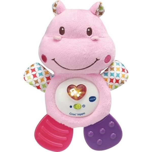 VTECH BABY - Croc'Hippo Rattle - Rosa texturerad mjukleksak