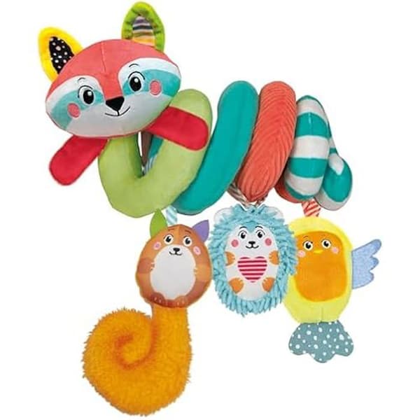 Clementoni- Baby for You – Soft Happy Animals Baby Age – Första aktivitetsleksaken – spiralvagnsplysch, maskintvättbar,