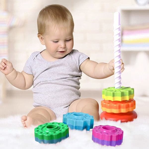 LCC® Stacking 35,6*13,5*13,5cm Barnens upplysningsleksaker Rainbow Rotating Tower