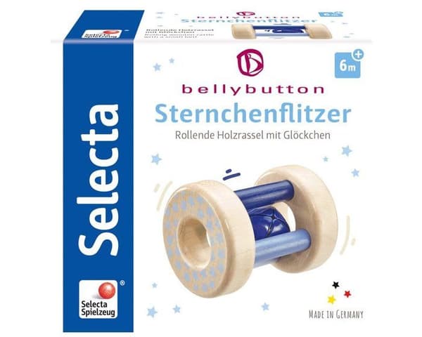 Selecta Spielzeug skallra pojkar 7 cm naturligt trä/blå