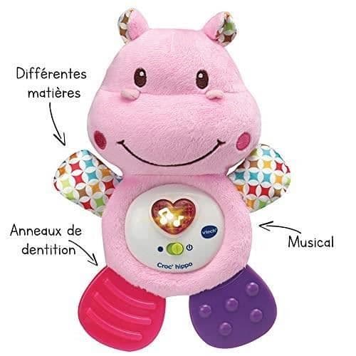 VTECH BABY - Croc'Hippo Rangle - Lyserød Tekstureret Plys