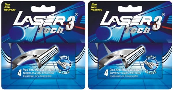 Rakhyvel + 8 blad.  Laser Tech3 Trippelbladiga rakhyvlar för män