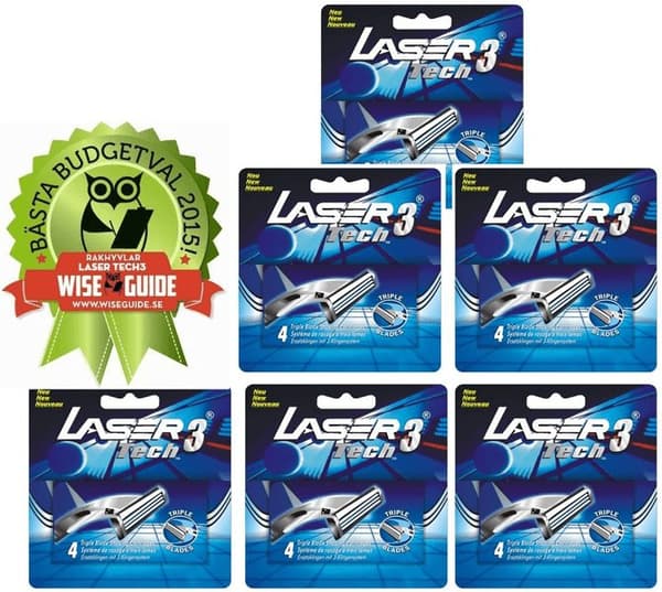 Rakblad 24st, Laser Tech3  kompatibla med Gillette Sensor3