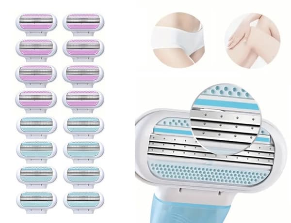 Parranajosetti Naisille - Kahva ja 8 Terää, Yhteensopiva Gillette Venus -terien