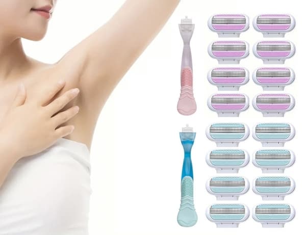 Barbersett for Kvinner - Håndtak og 8 blader, Kompatibelt med Gillette Venua