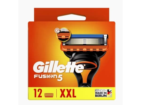 Gillette Fusion5 , Menn, Gillette, Fusion5, Rustfritt stål, Sort, Blå, Oransje, Rustfritt stål, 12 stykker