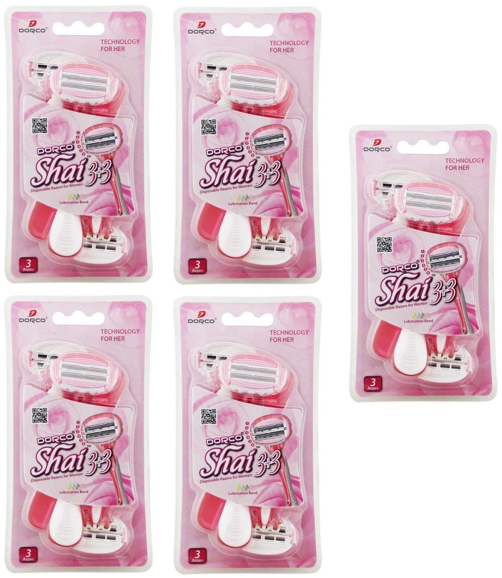 Rakhyvel för kvinnor,tjejer 15-pack , Dorco Shai 3+3 bladig