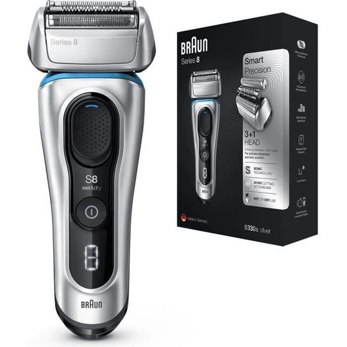 BRAUN Series 8 8330s -parranajokone - miesten parta - hopea