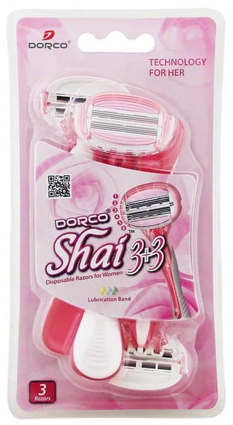Rakhyvel för kvinnor, tjejer 3-pack Dorco Shai 3+3 bladig