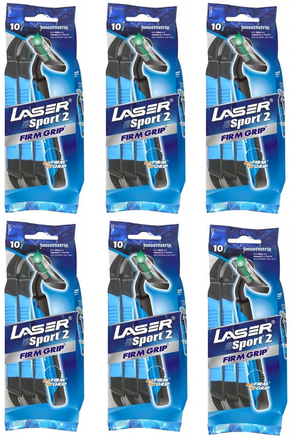 Engångshyvlar 60-pack Laser Sport2 Firm Grip, rakhyvel för män