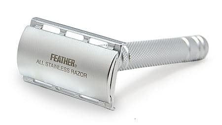 Feather AS-D2S Stainless Säkerhetsrakhyvel med ställ