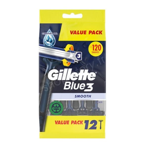 Engångshyvlar - GILLETTE - Blå - 3 Blad - Comfort Gel - Förpackning med 12