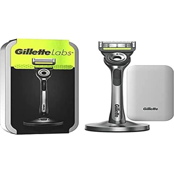 Gillette Labs rakhyvel med exfolieringsstång och resväska, 1 handtag, 1 refill, magnetisk hållare