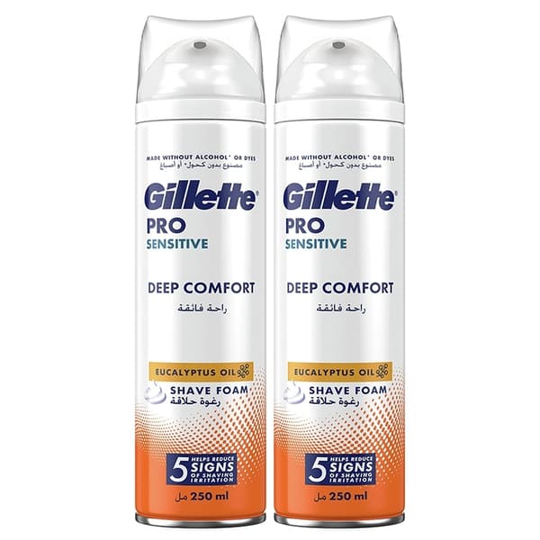 Gillette Pro Sensitive Deep Comfort Shave Foam 2x250 ml